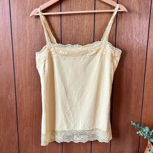 y2k style Coldwater Creek Womens Layering Cami Yellow Lace Trim Small